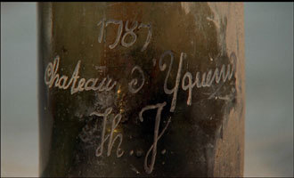Th. J.'s initials on a bottle of Chateau d'Yquem